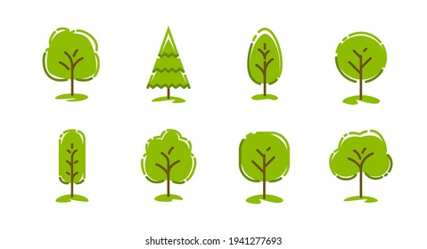Tree icons set. Ecology concept, nature symbol