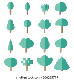 Tree icons set. Editable vector illustration.