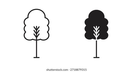 Baum-Symbole einzeln auf weißem Hintergrund, flache Vektorgrafik.