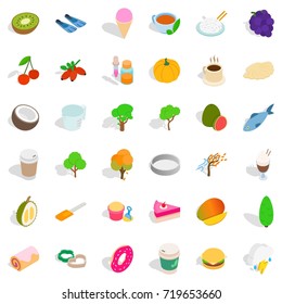Tree icons set. Isometric style of 36 tree vector icons for web isolated on white background
