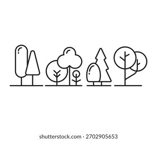 Conjunto de iconos de árbol Vector de ilustración de línea