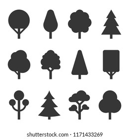 Tree Icons Set on White Background. Vector