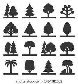 Tree Icons Set on White Background. Vector