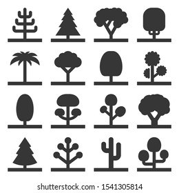 Tree Icons Set on White Background. Vector