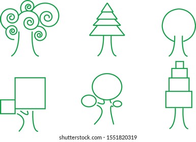 Tree Icons Set on White Background.Vector Collection of trees illustrations.