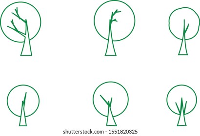 Tree Icons Set on White Background.Vector Collection of trees illustrations.