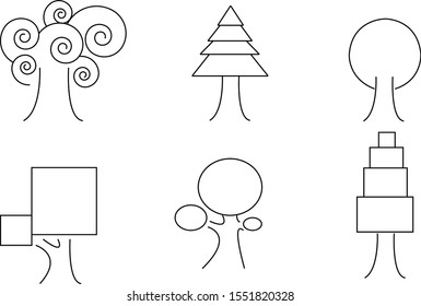 Tree Icons Set on White Background.Vector Collection of trees illustrations.