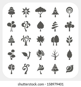 Tree icons set on white background