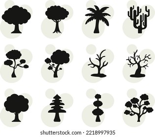 Iconos de árbol en fondo blanco. vector