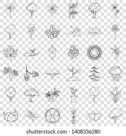Tree icons set. Outline style of 36 tree vector icons for web for any design