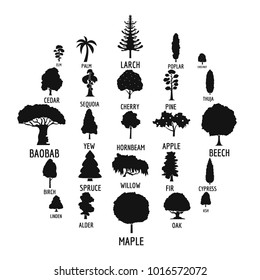 Tree icons set. Simple illustration of 25 tree vector icons for web