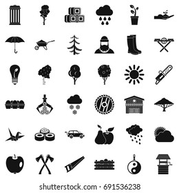 Tree icons set. Simple style of 36 tree vector icons for web isolated on white background