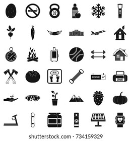 Tree icons set. Simple style of 36 tree vector icons for web isolated on white background