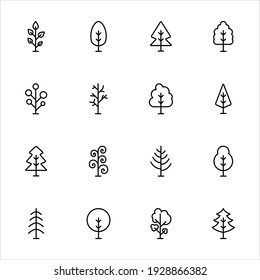 Tree icons set vector graphic illustration