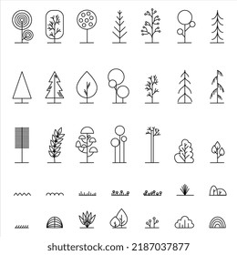 Tree icons set vector graphic illustration. Tree Vector Line Icon Set. Illustration isolated on white background for graphi graphics and web design.