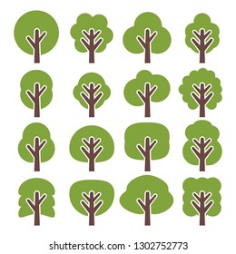 Tree icons set. Vector illustration