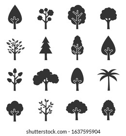 Tree icons set. vector illustration isolated on white.