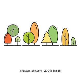 Conjunto de iconos de árbol Ilustración vectorial