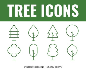 Tree Icons set vector. Tree Nature icons set. 