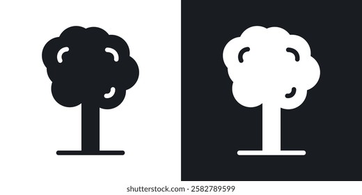 Tree icons set vectors black and colored style