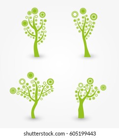 Tree icons set.Vector design element.