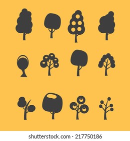 tree icons, signs, illustrations, vectors, symbols set