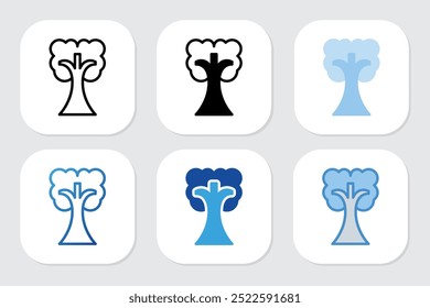 Iconos de árbol con varios estilos de diseño
