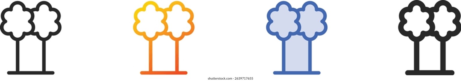 tree icon.Thin Linear, Gradient, Blue Stroke and bold Style Design Isolated On White Background