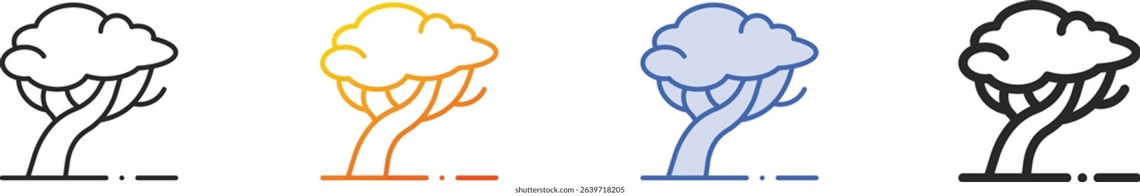 tree icon.Thin Linear, Gradient, Blue Stroke and bold Style Design Isolated On White Background