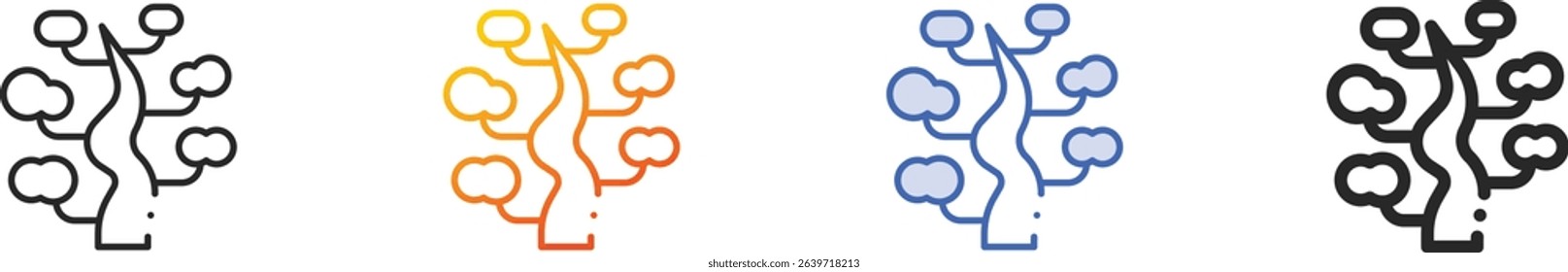 tree icon.Thin Linear, Gradient, Blue Stroke and bold Style Design Isolated On White Background