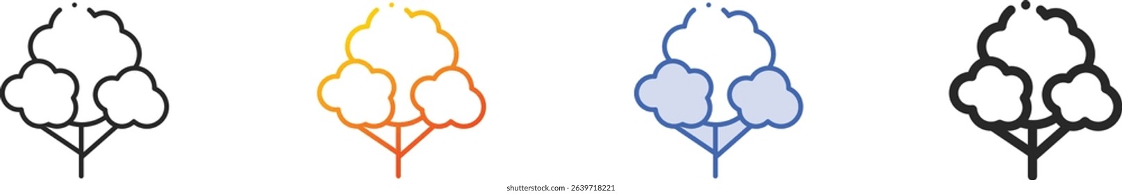 tree icon.Thin Linear, Gradient, Blue Stroke and bold Style Design Isolated On White Background