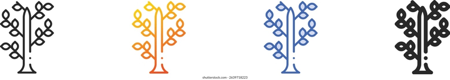 tree icon.Thin Linear, Gradient, Blue Stroke and bold Style Design Isolated On White Background