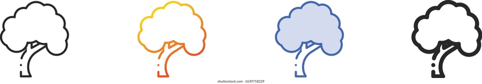 tree icon.Thin Linear, Gradient, Blue Stroke and bold Style Design Isolated On White Background
