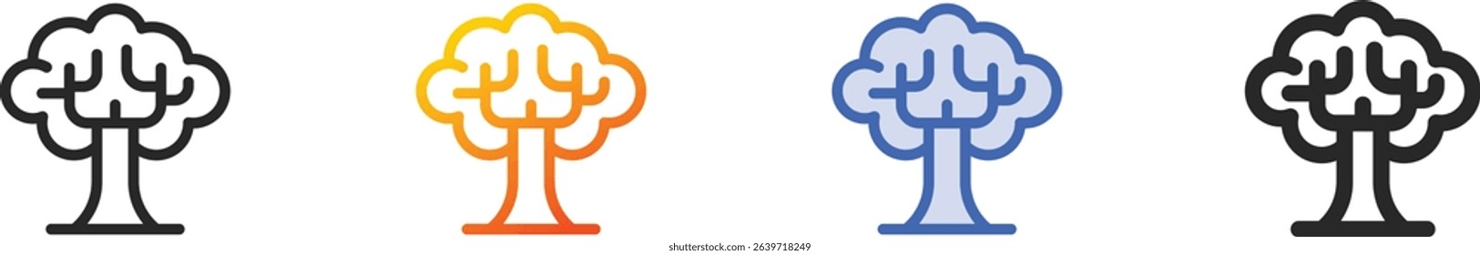 tree icon.Thin Linear, Gradient, Blue Stroke and bold Style Design Isolated On White Background