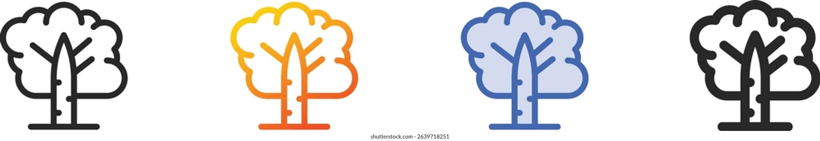 tree icon.Thin Linear, Gradient, Blue Stroke and bold Style Design Isolated On White Background
