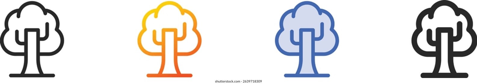 tree icon.Thin Linear, Gradient, Blue Stroke and bold Style Design Isolated On White Background