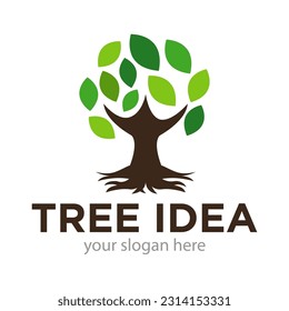 Tree Idea Logo Design Illustration