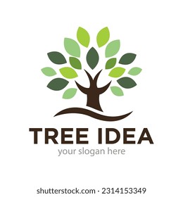 Tree Idea Logo Design Illustration