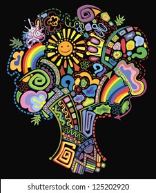 Tree ideas. Conceptual symbol of the creative process in the form of a tree.