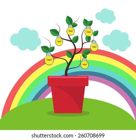 Tree of ideas. Creative vector illustration.