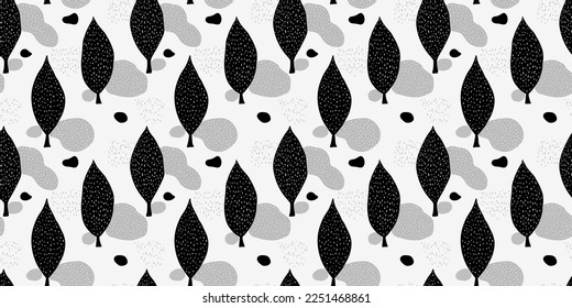 Tree illustration background. Seamless pattern.Vector. 