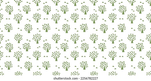 Tree illustration background. Seamless pattern.Vector. 