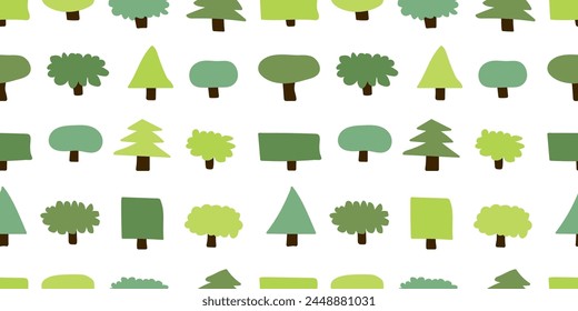 Tree illustration background. Seamless pattern.Vector.