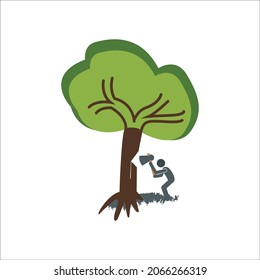Tree illustration design - Tree Cuttion illustration - tree vector