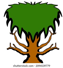 a tree illustration design with green leaves and brown branches that is very appropriate to use as a logo, a symbol of reforestation or a logo for caring for the environment