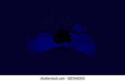 tree illustration design at night 