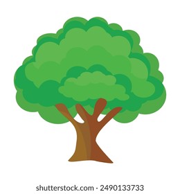 
tree illustration in flat style, child drawing character. flat style tree design. cartoon tree.