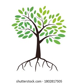tree illustration, in a flat style. ecological theme design.