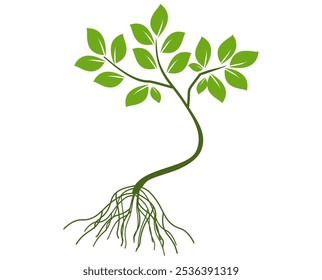tree illustration in flat style. Green leaf icon in flat style, on white background. leaf icon set. nature icon, leaf vector illustration.