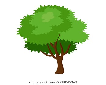 tree illustration in flat style. tree theme part of the natural forest. trees and green leaves